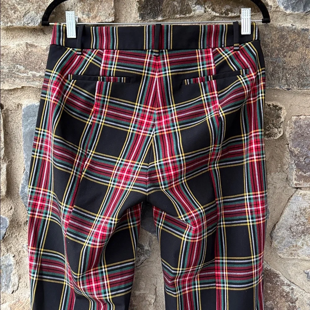 J.Crew Ruby Plaid Pants Black Stewart Tartan Size 6 Holiday Stretch Slim Fit